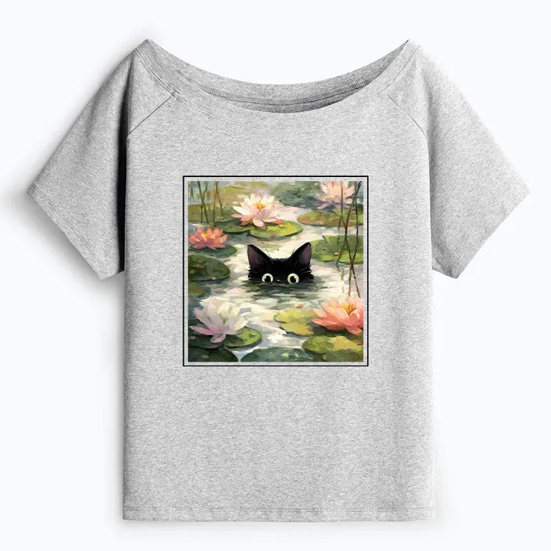 japanese lotus flower t shirt for women casual