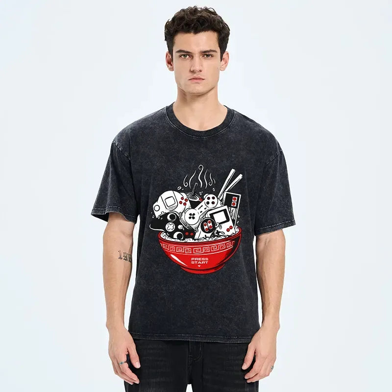 Kyoto-Lion Press To Start The Game Washed T-Shirt