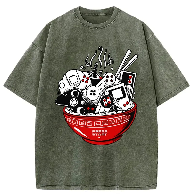 Kyoto-Lion Press To Start The Game Washed T-Shirt