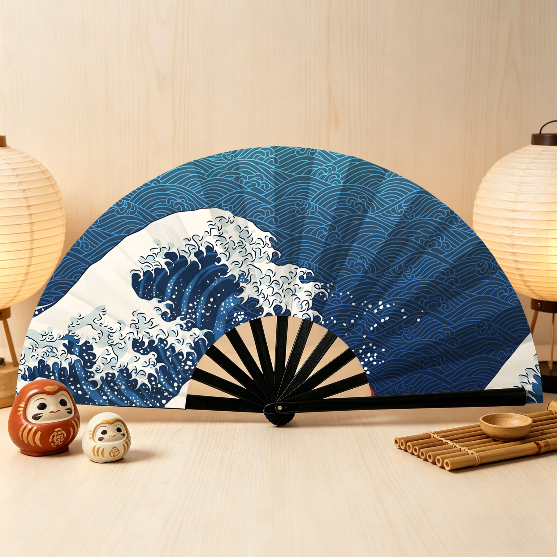 Woodblock Print Fan for Home Decor