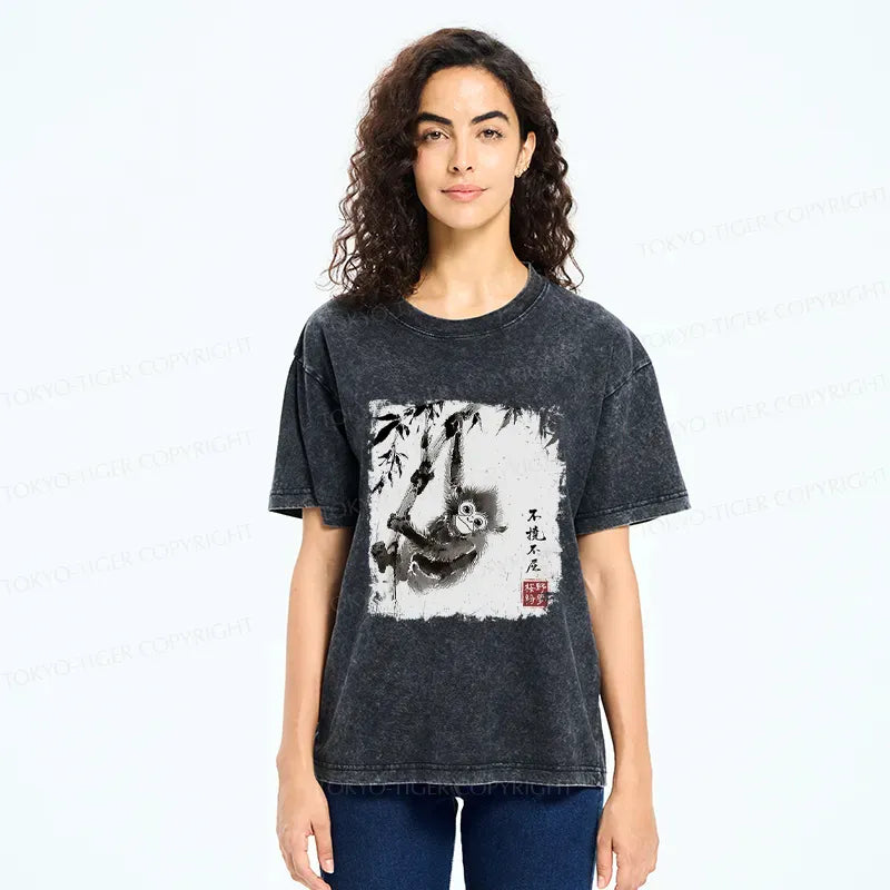 Kyoto-Lion Little Monkey£ºUnyielding And Indomitable Washed T-Shirt