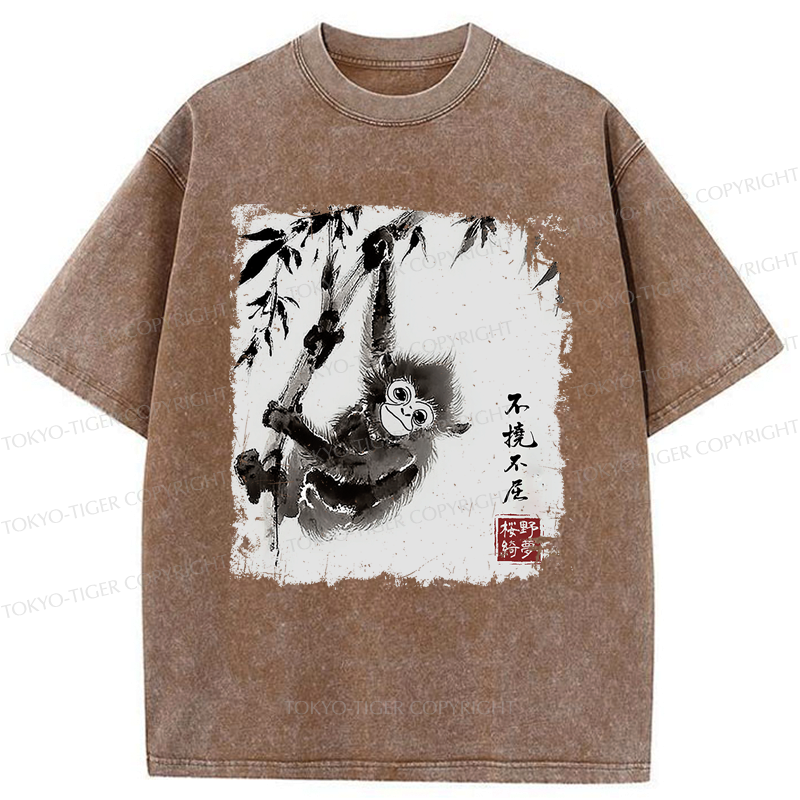 Kyoto-Lion Little Monkey£ºUnyielding And Indomitable Washed T-Shirt