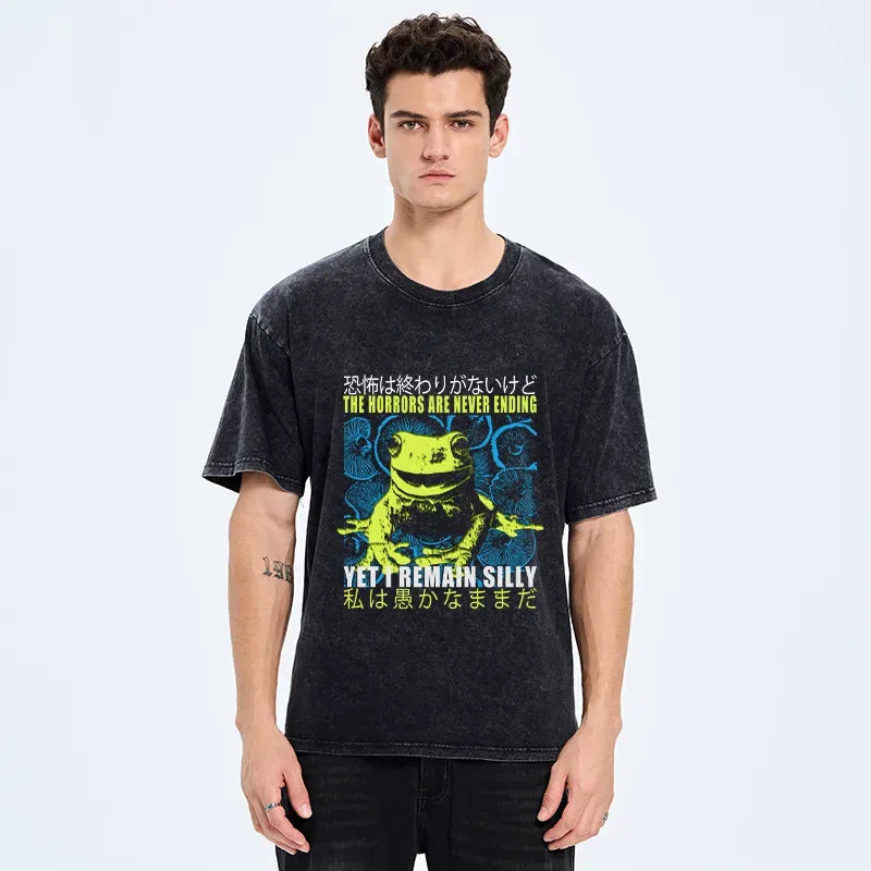 Kyoto-Lion A Self-Aware Frog Washed T-Shirt