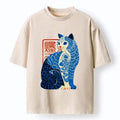 japanese cat art washed t-shirt