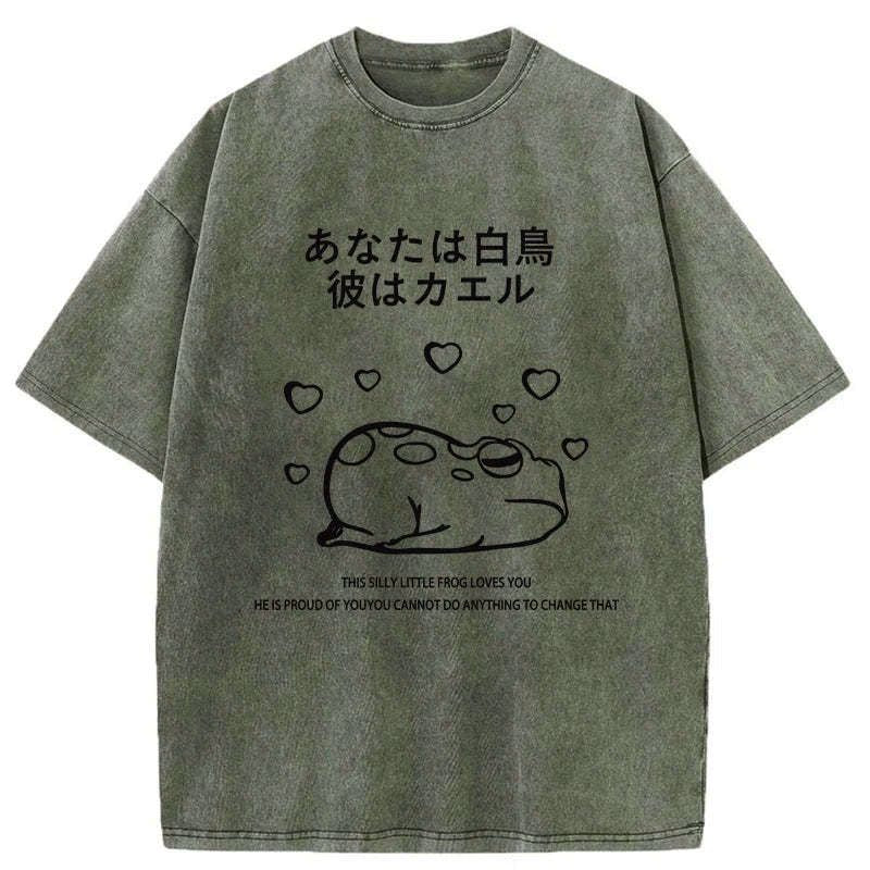 silly frog loves you washed t shirt gift idea