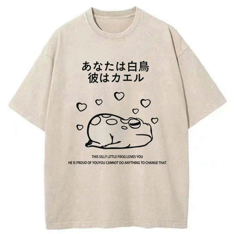 Kyoto-Lion This Silly Little Frog Loves You Washed T-Shirt