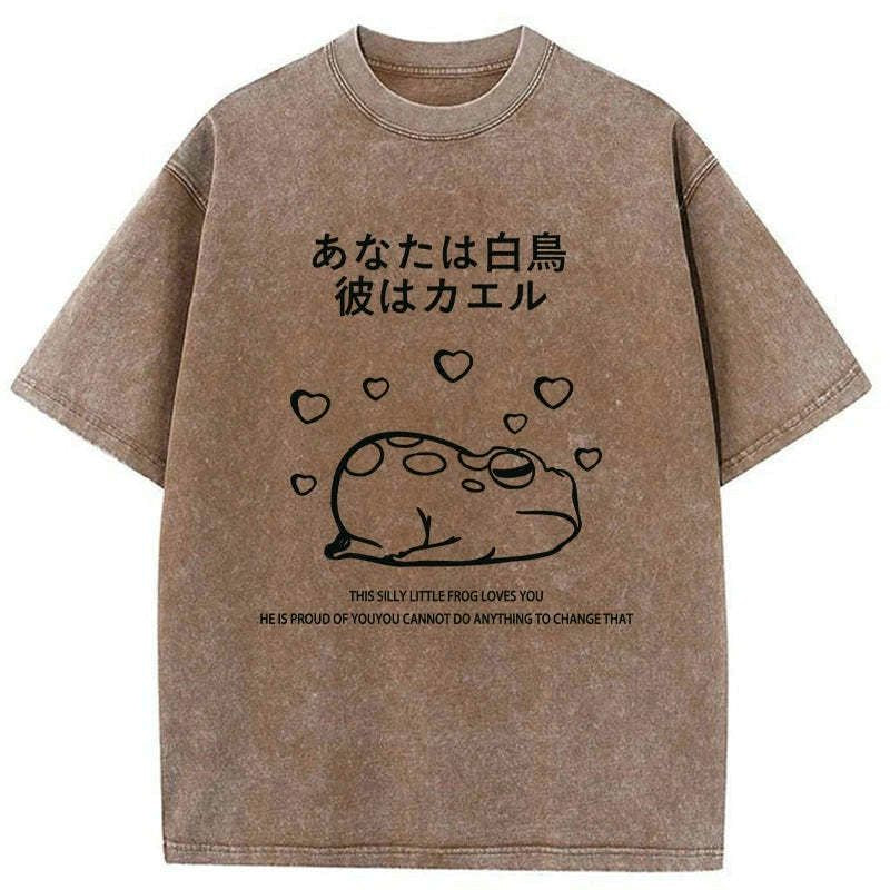 silly frog loves you washed t shirt gift idea