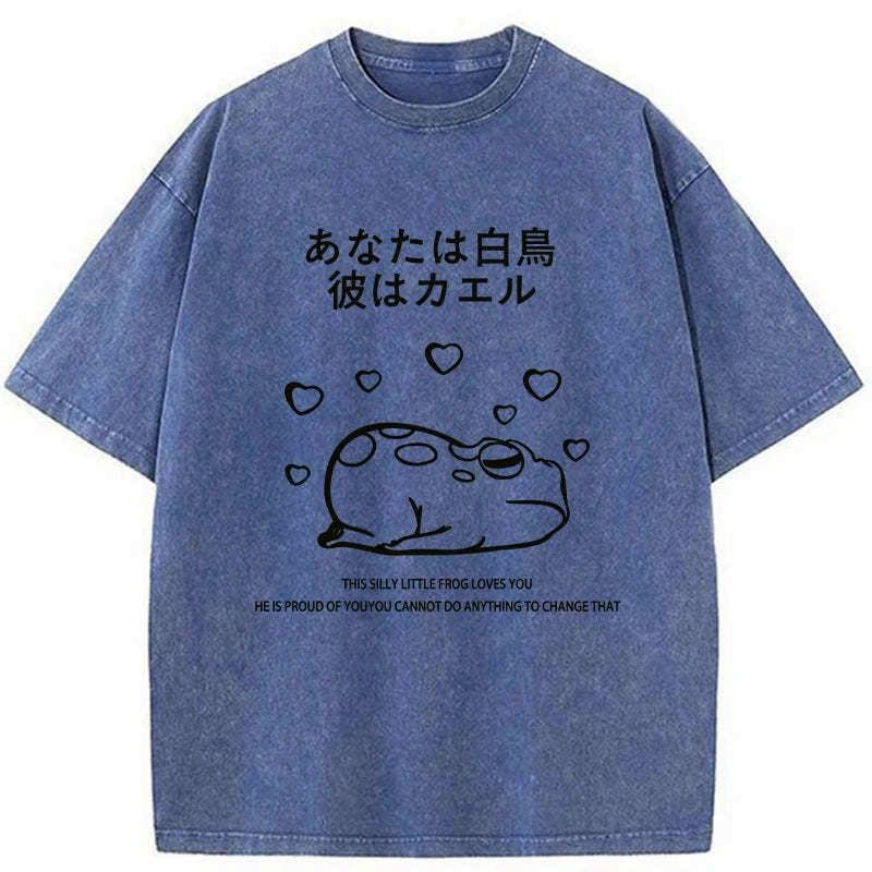 Kyoto-Lion This Silly Little Frog Loves You Washed T-Shirt