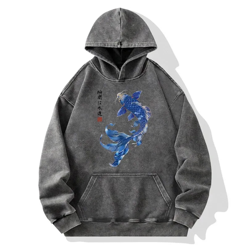 Lucky Blue Koi Art Hoodie Gift for Him