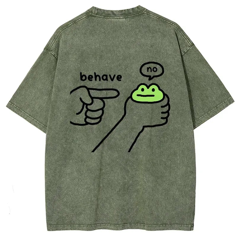 Kyoto-Lion Dishonest Frog Back Washed T-Shirt