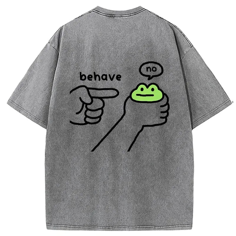 japanese washed frog t-shirt for casual