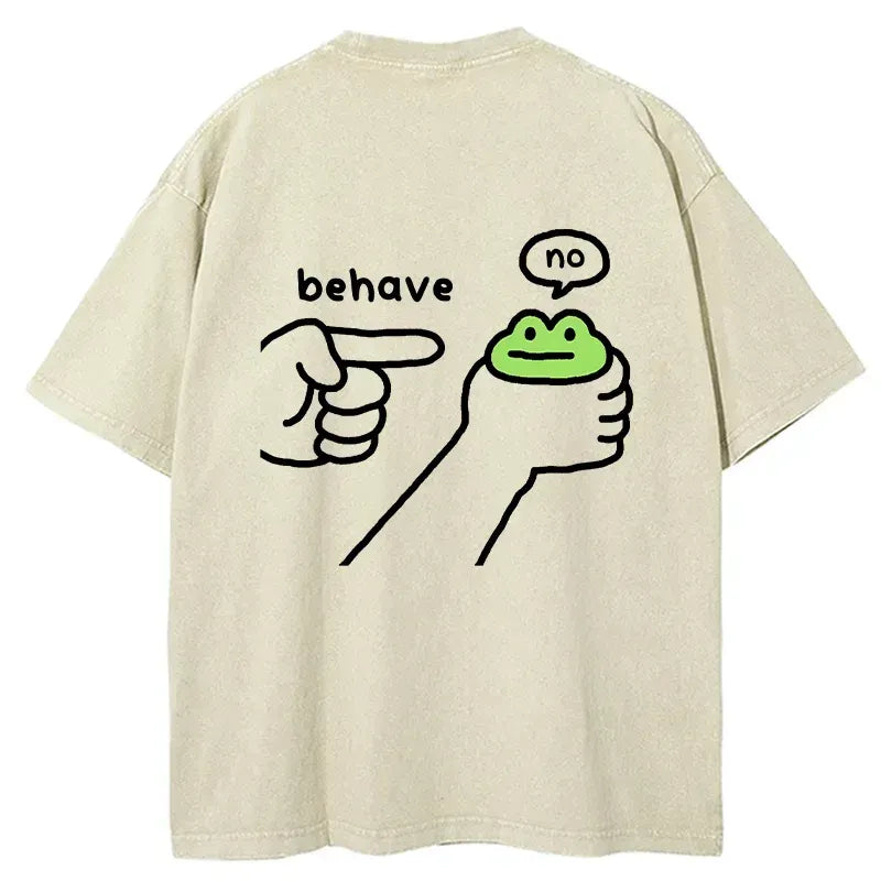 funny frog back washed t-shirt gift for him