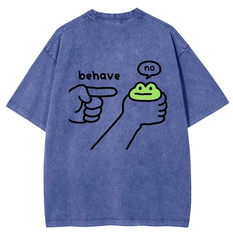 japanese washed frog t-shirt for casual