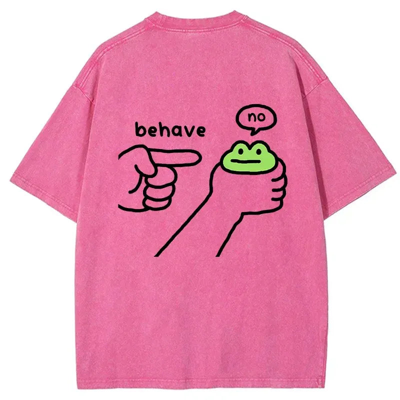 funny frog back washed t-shirt gift for him