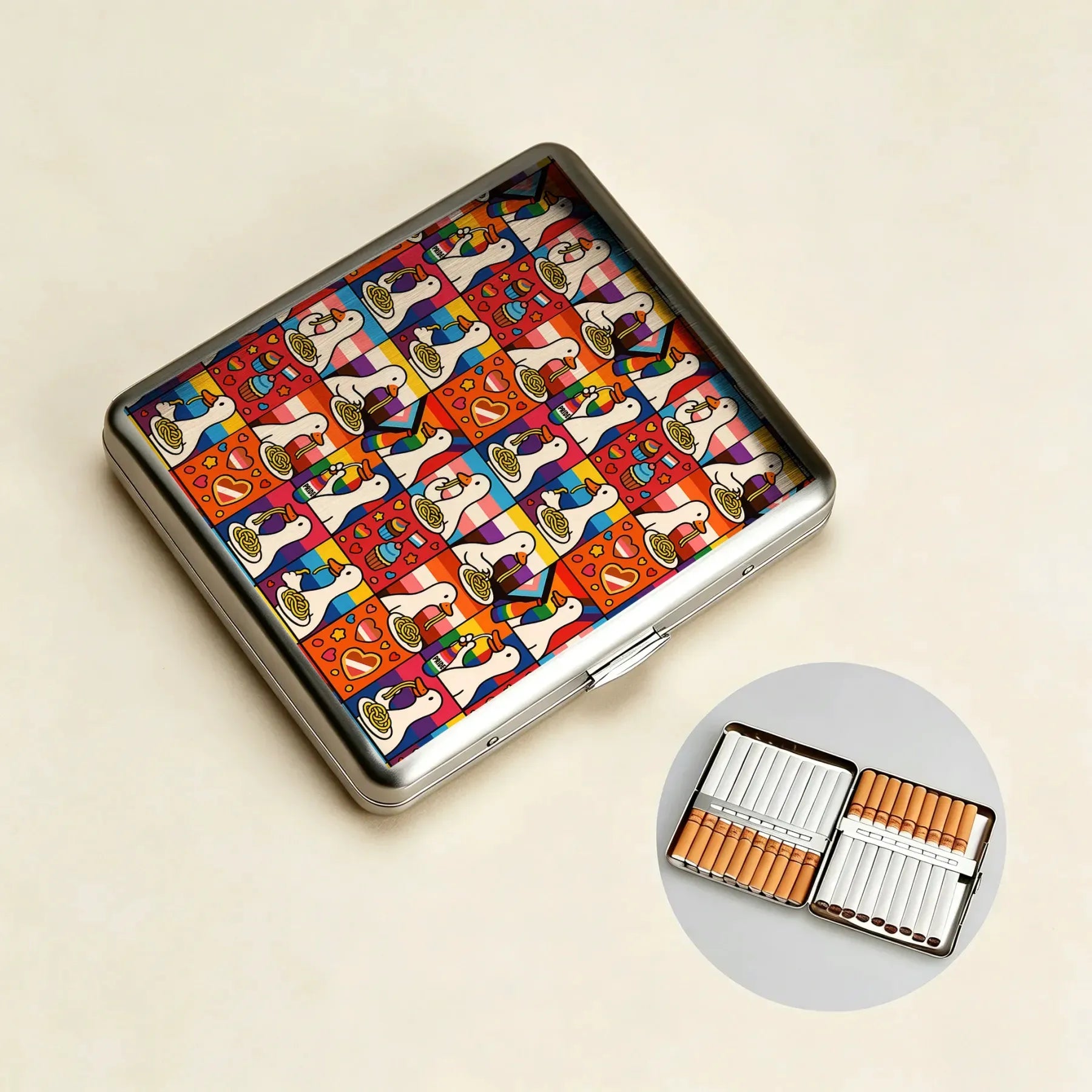 Funny Goose Eating Spaghetti Cigarette Case