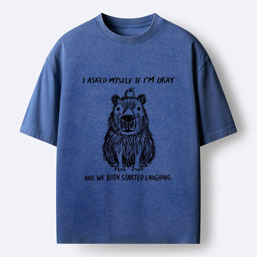 Kyoto-Lion The Line Capybara£ºI Asked Myself If I'm Okay Washed T-Shirt