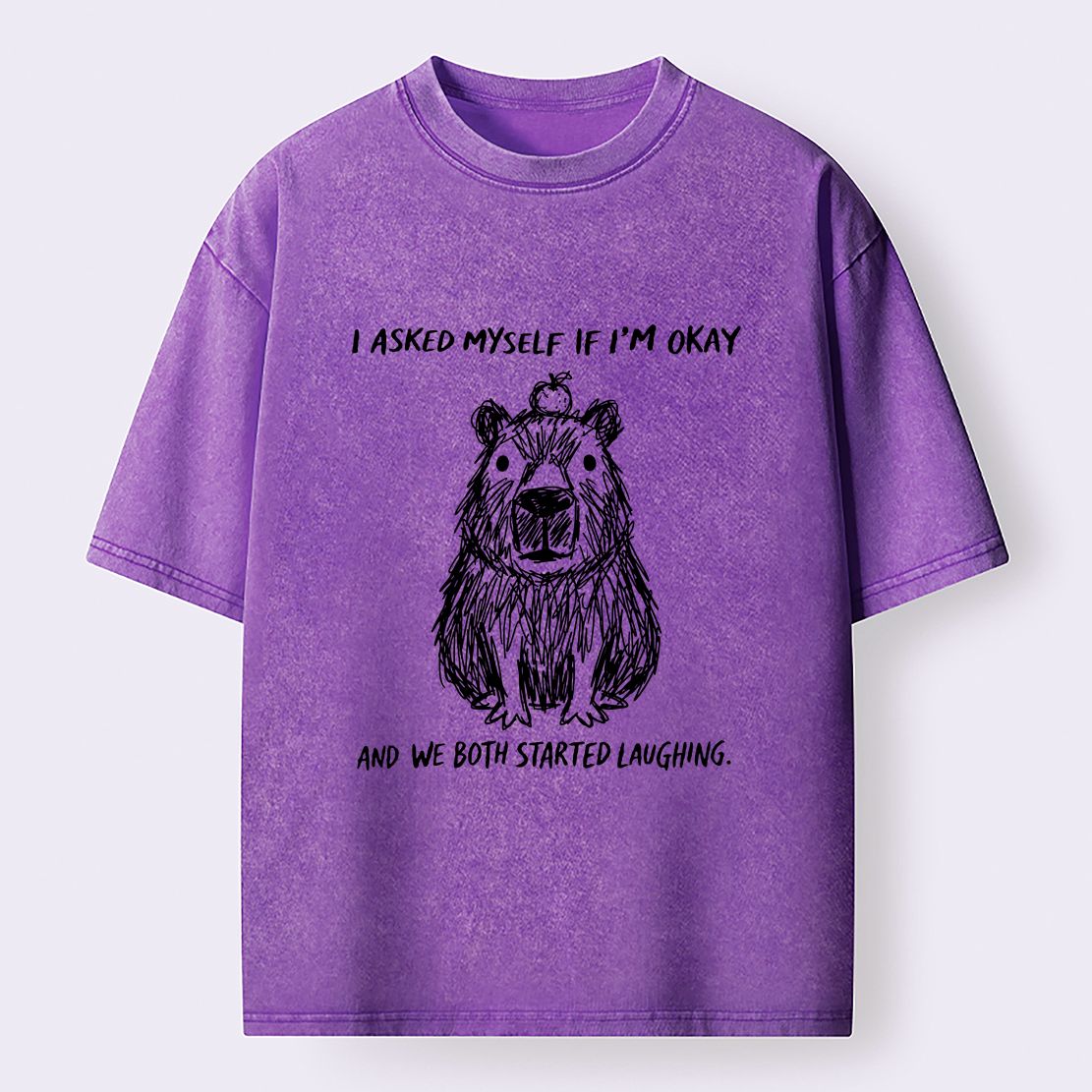 Kyoto-Lion The Line Capybara£ºI Asked Myself If I'm Okay Washed T-Shirt