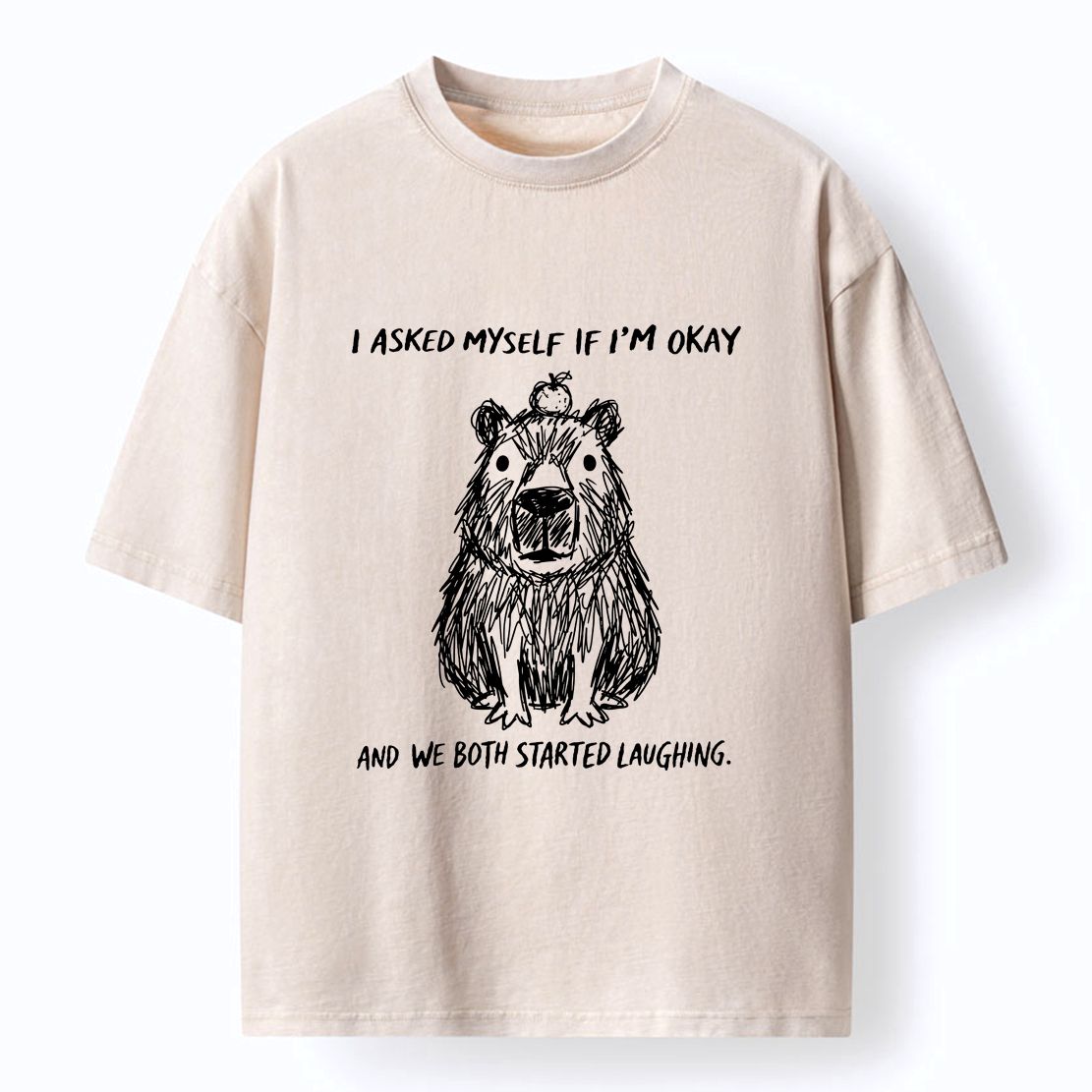 Kyoto-Lion The Line Capybara£ºI Asked Myself If I'm Okay Washed T-Shirt
