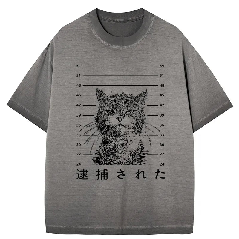 kyoto lion cat washed t-shirt free shipping