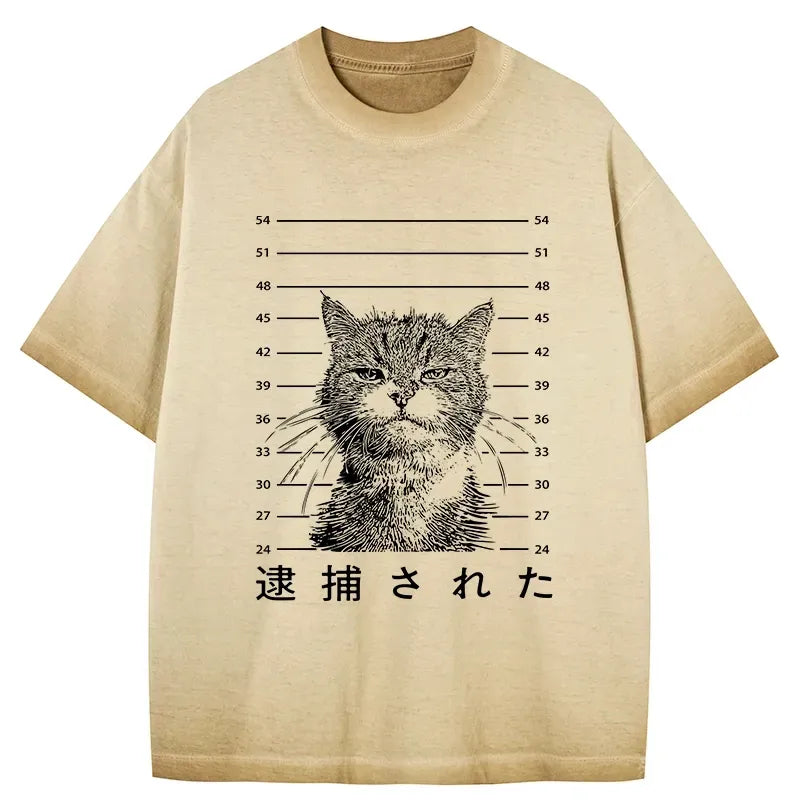 kyoto lion cat washed t-shirt free shipping