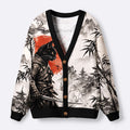 Kyoto-Lion Retro Samurai Cat Ugly Cardigan Sweater