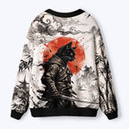 Kyoto-Lion Retro Samurai Cat Ugly Cardigan Sweater