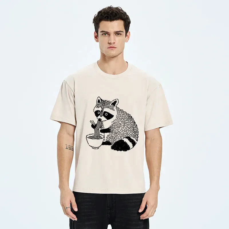 cute raccoon eating ramen shirt for daily wear