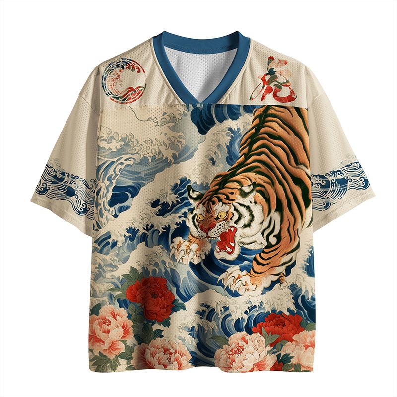Kyoto-Lion Tiger Of The Floral Surf Mesh Jersey