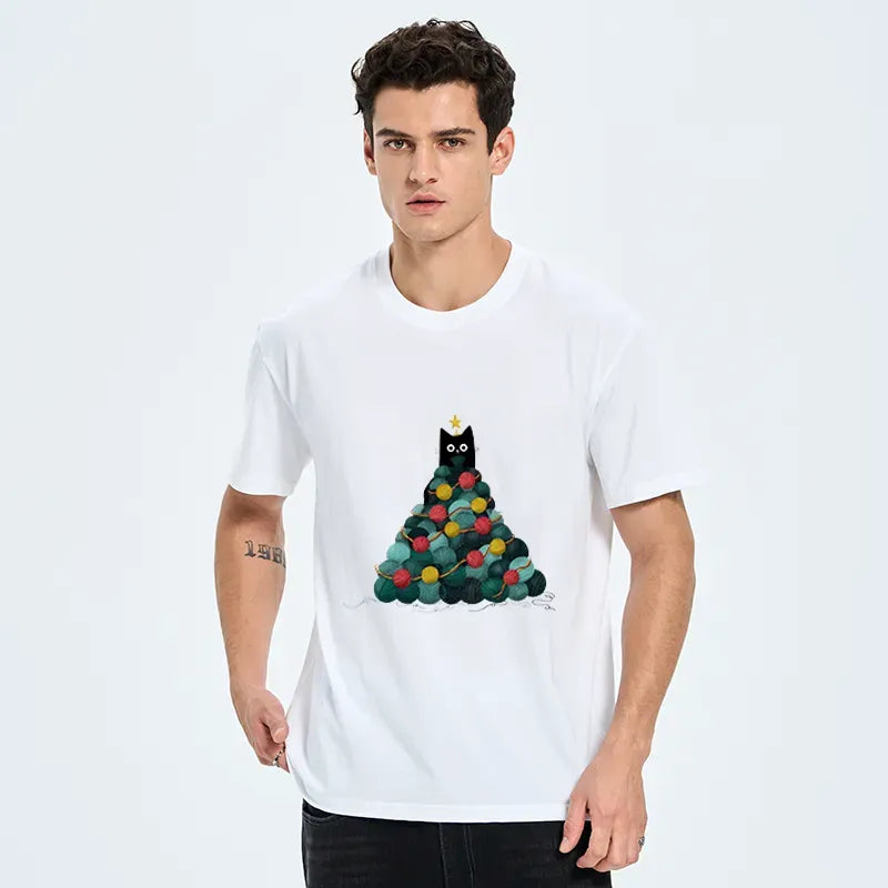 Christmas tree cat tee gift idea