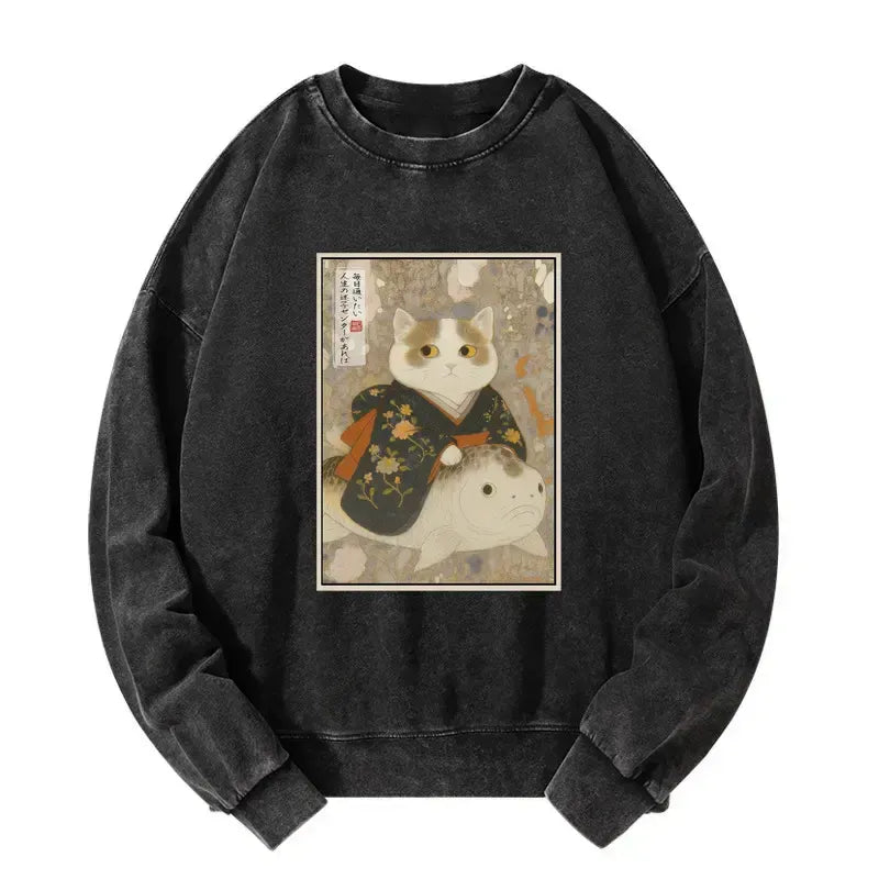 Kyoto-Lion The Cat and the Art of Getting Lost Washed Sweatshirt