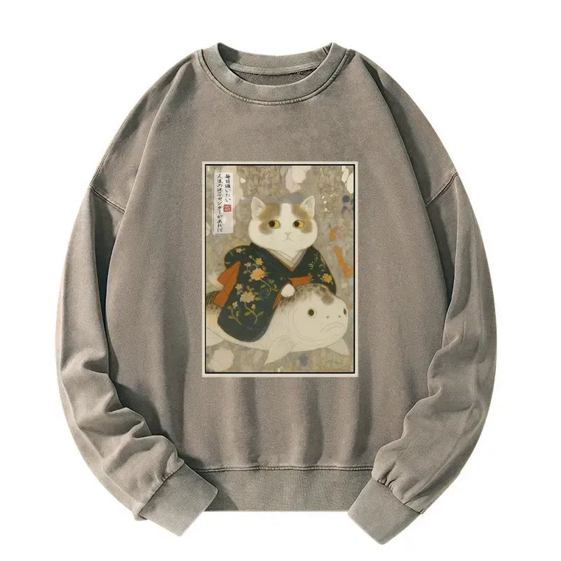 Kyoto-Lion The Cat and the Art of Getting Lost Washed Sweatshirt