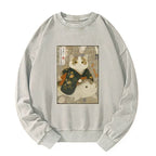 Japanese Cat Art Sweatshirt for Daily Wear