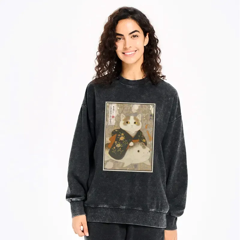 Vintage Kyoto Cat Sweatshirt Best Seller