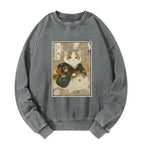 Japanese Cat Art Sweatshirt for Daily Wear