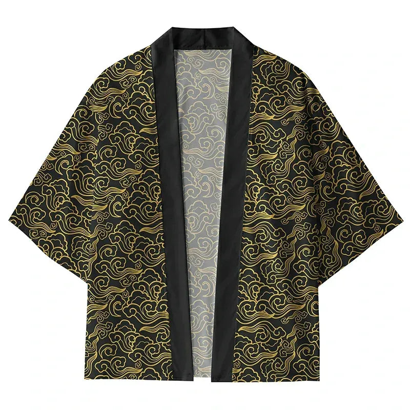 Kyoto-Lion Golden Clouds Kimono Cardigan