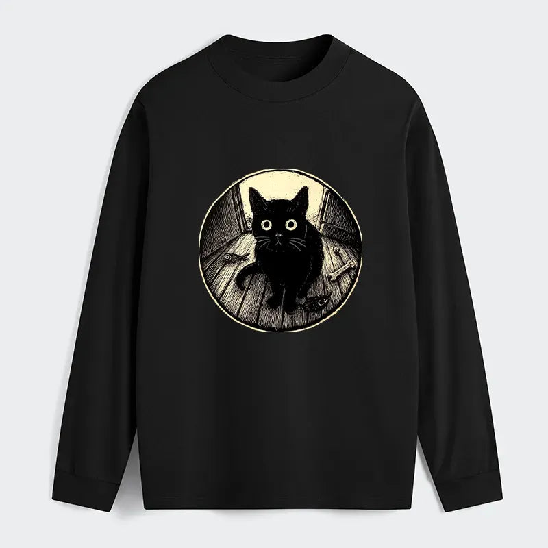Kyoto-Lion Waiting Black Cat Classic Long Sleeve T-Shirt