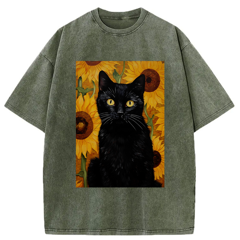 Trendy Japanese Style Black Cat T-Shirt Gift