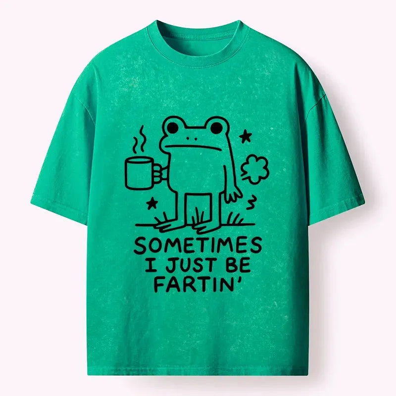 funny frog fart washed t-shirt