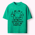 funny frog fart washed t-shirt