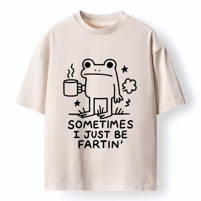 funny frog fart washed t-shirt