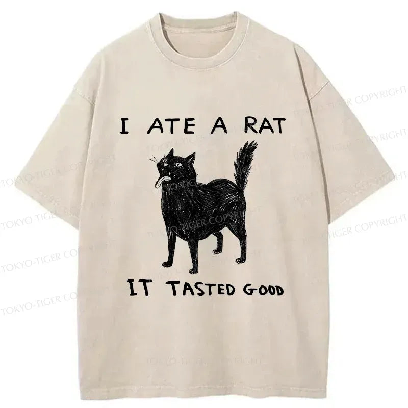 Japanese Washed Cat T-Shirt for Summer