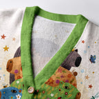Kyoto-Lion Colorful Capybaras Ugly Cardigan Sweater