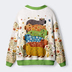 Kyoto-Lion Colorful Capybaras Ugly Cardigan Sweater