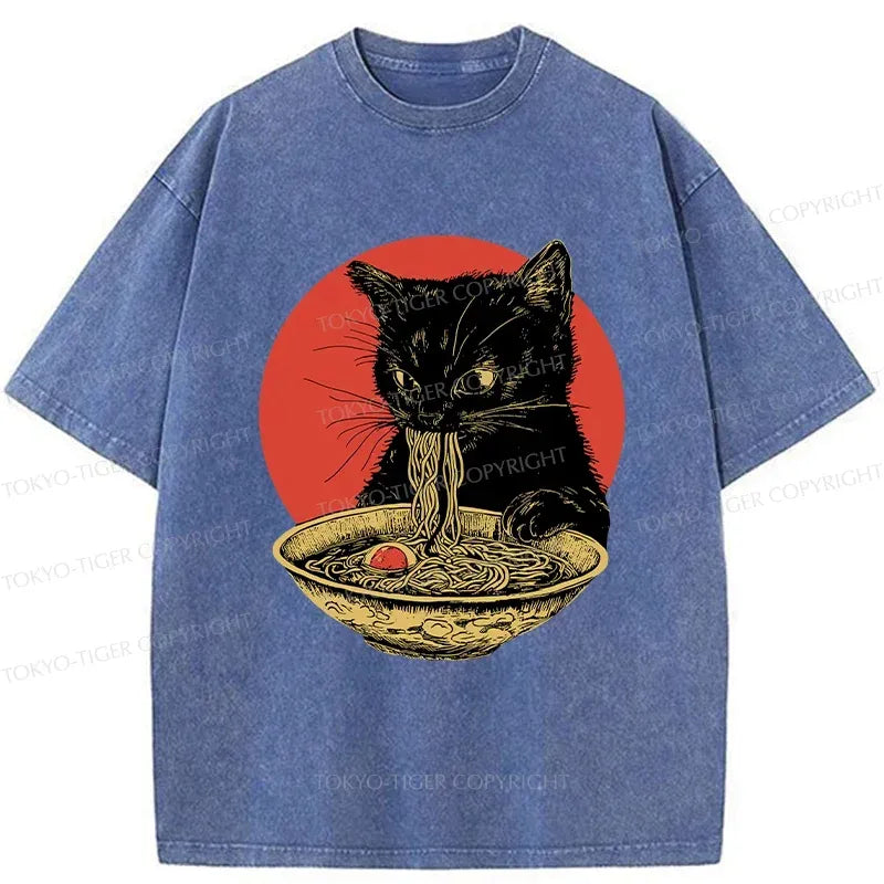 japanese vintage cat ramen washed tee