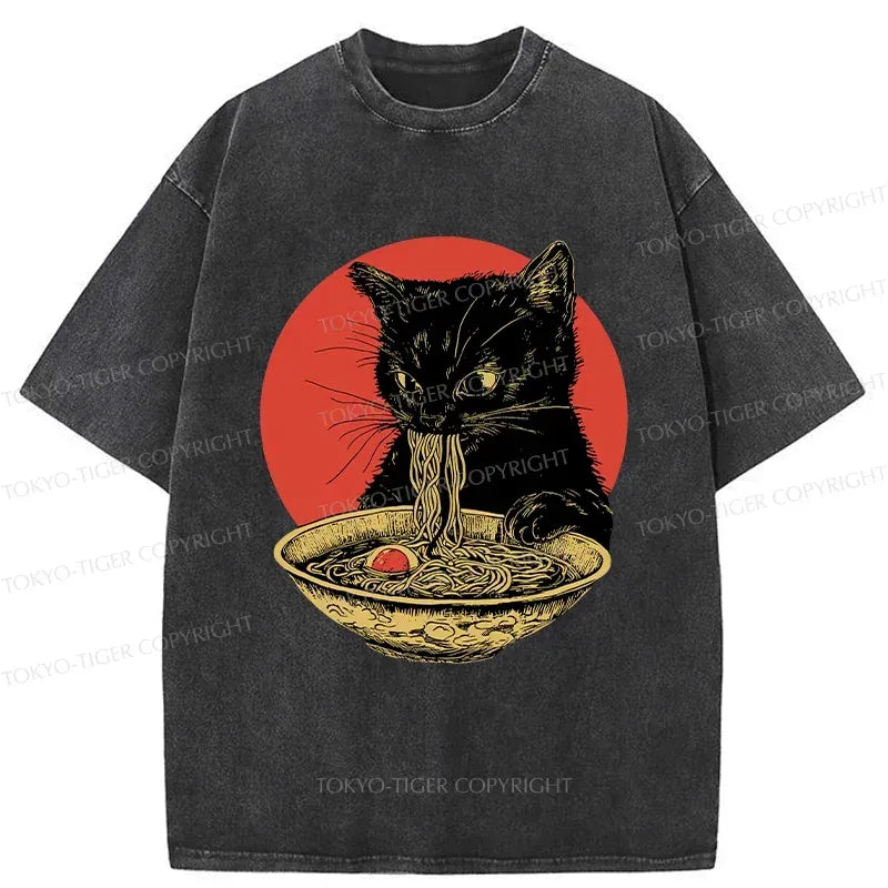 japanese vintage cat ramen washed tee