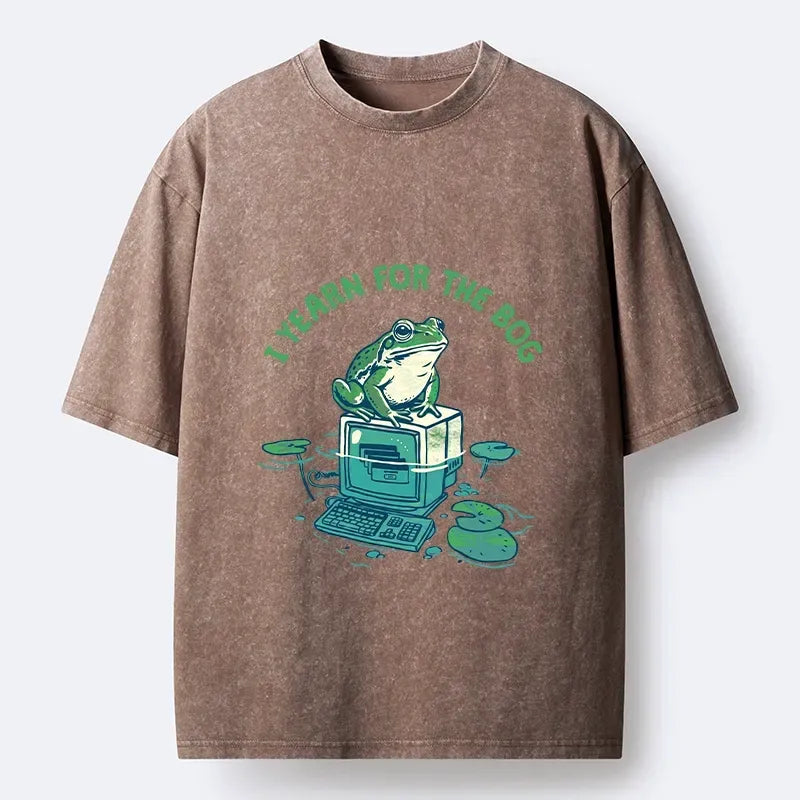 Kyoto-Lion Office Frog Wants To Go Back To The Bog Washed T-Shirt