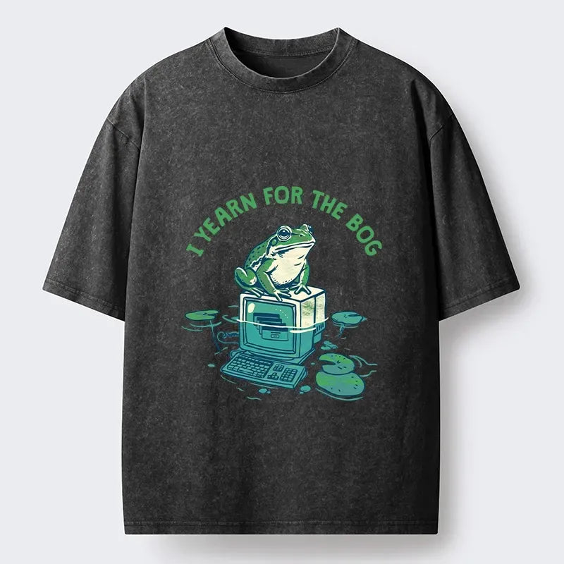 Kyoto-Lion Office Frog Wants To Go Back To The Bog Washed T-Shirt