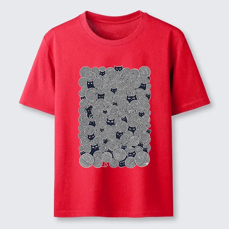 Japanese Black Cat Yarn Ball T-Shirt