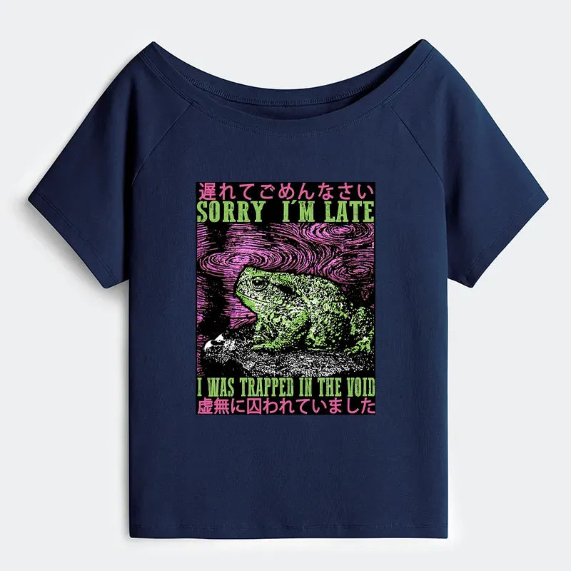 Japanese Frog Off Shoulder T-Shirt