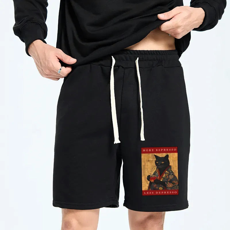 funny espresso cat shorts streetwear